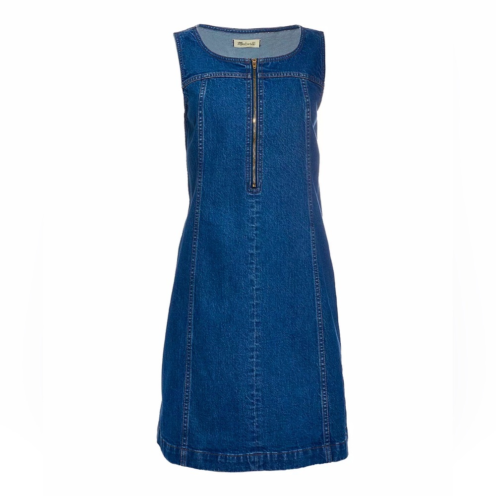 Madewell Denim Seamed Zip Mini Dress (Size 14)